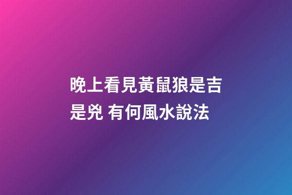 晚上看見黃鼠狼是吉是兇 有何風水說法